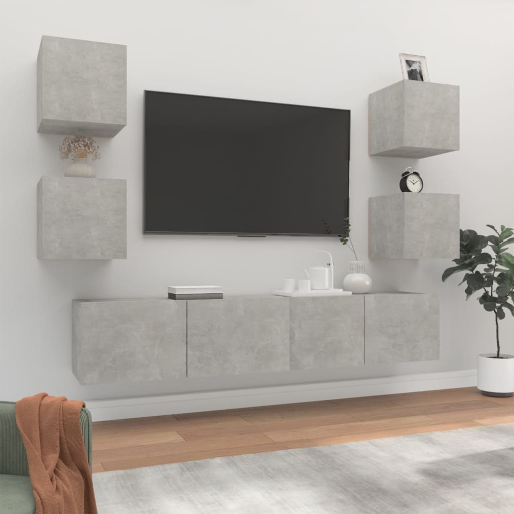 E-shop vidaXL 6-dielna súprava TV skriniek betónovo-sivá spracované drevo