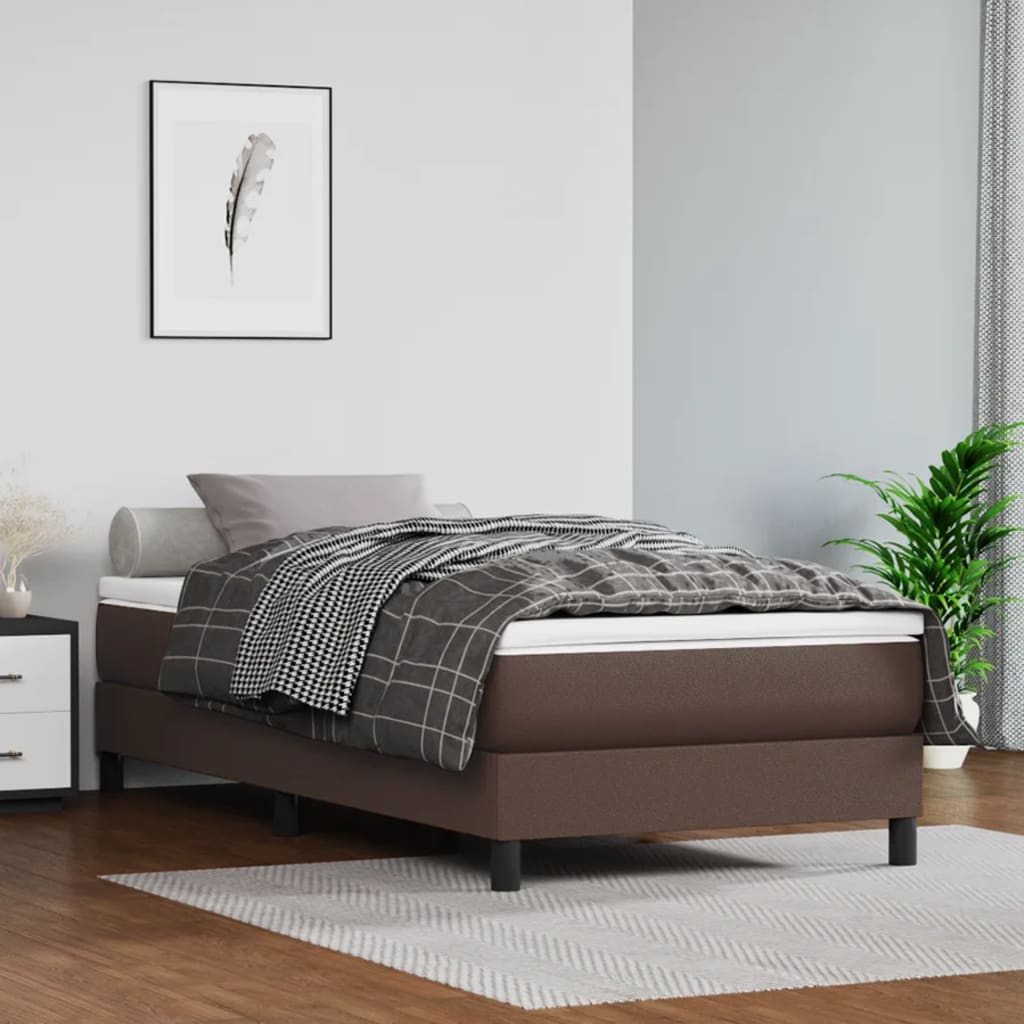 E-shop vidaXL Matrac s taštičkovými pružinami stredná tvrdosť hnedý 90x200x20 cm umelá koža