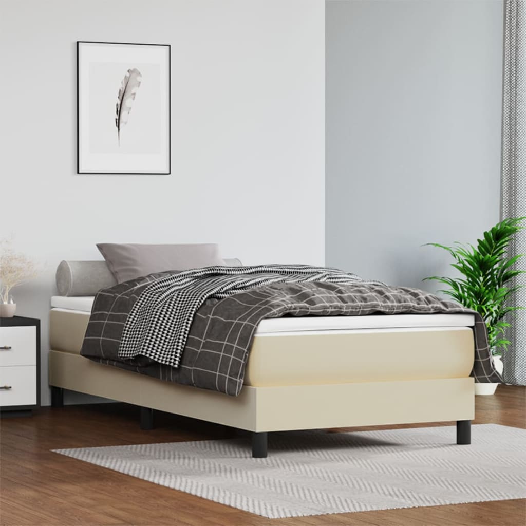 E-shop vidaXL Matrac s taštičkovými pružinami stredná tvrdosť krémový 100x200x20cm umelá koža
