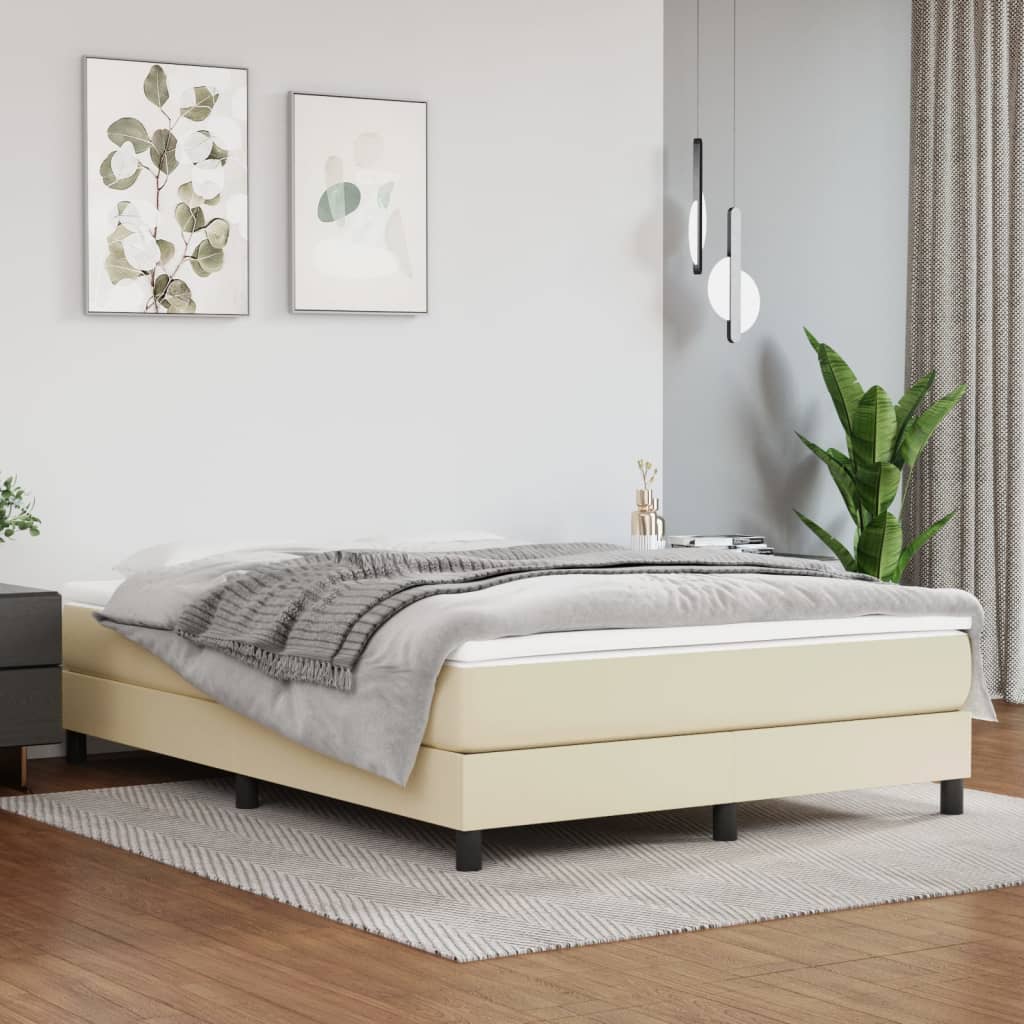 E-shop vidaXL Matrac s taštičkovými pružinami stredná tvrdosť krémový 140x200x20cm umelá koža