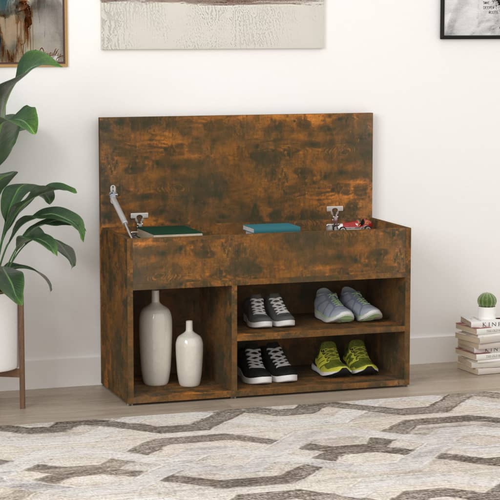 E-shop vidaXL Lavica na topánky dymový dub 80x30x45 cm spracované drevo