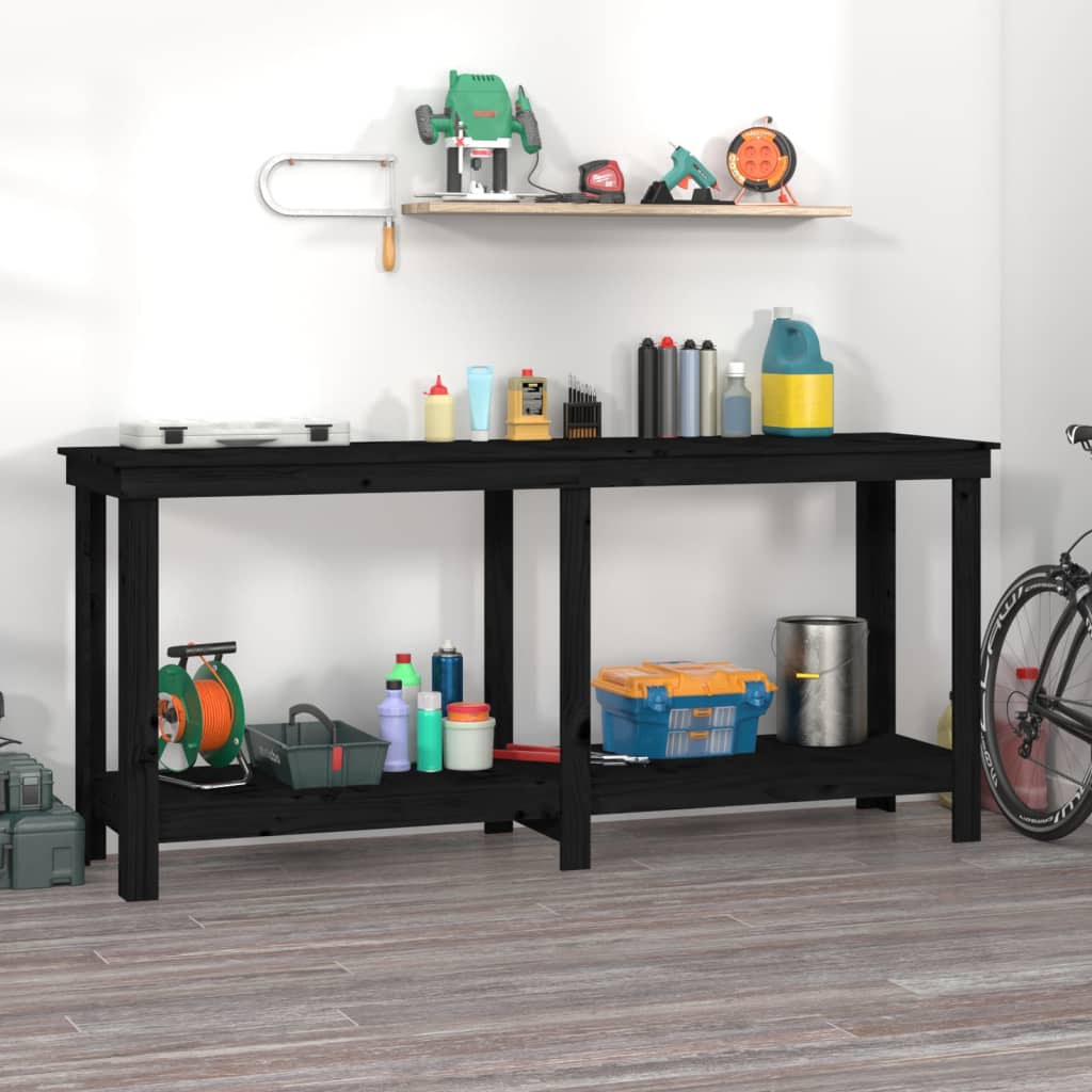 E-shop vidaXL Pracovná lavica čierna 180x50x80 cm masívna borovica