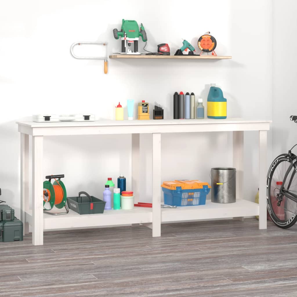 E-shop vidaXL Pracovná lavica biela 180x50x80 cm masívna borovica