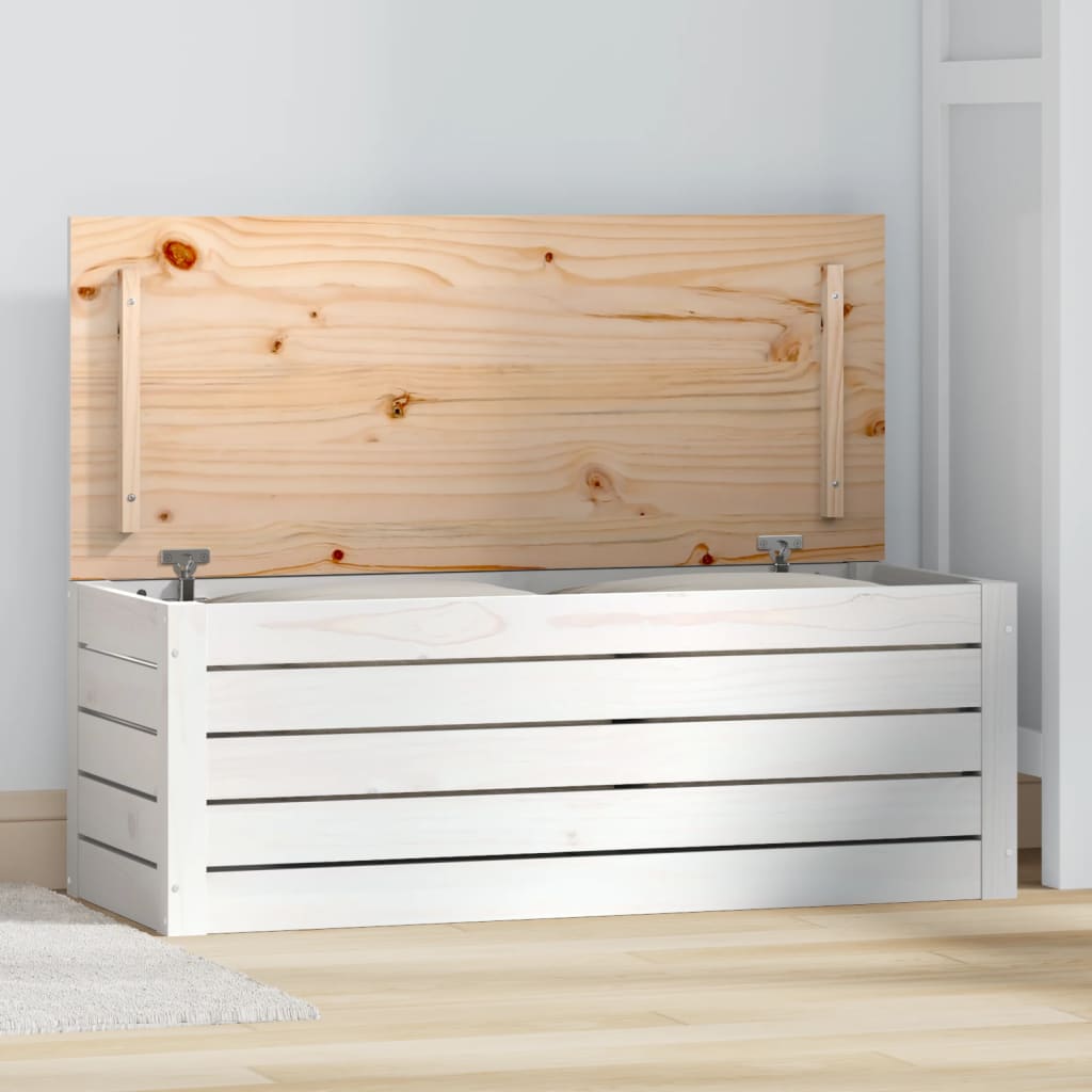 E-shop vidaXL Úložný box biely 89x36,5x33 cm masívna borovica