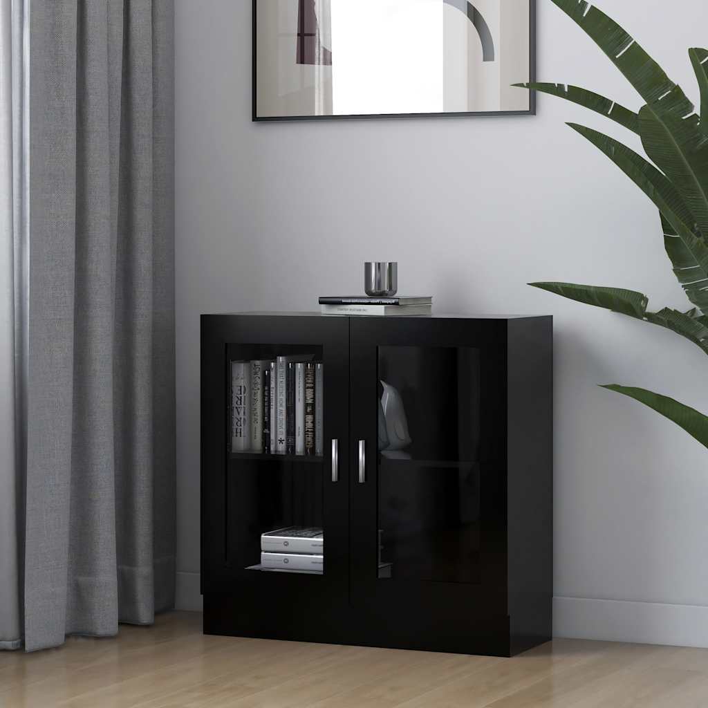 E-shop vidaXL Vitrína, čierna 82,5x30,5x80 cm, kompozitné drevo