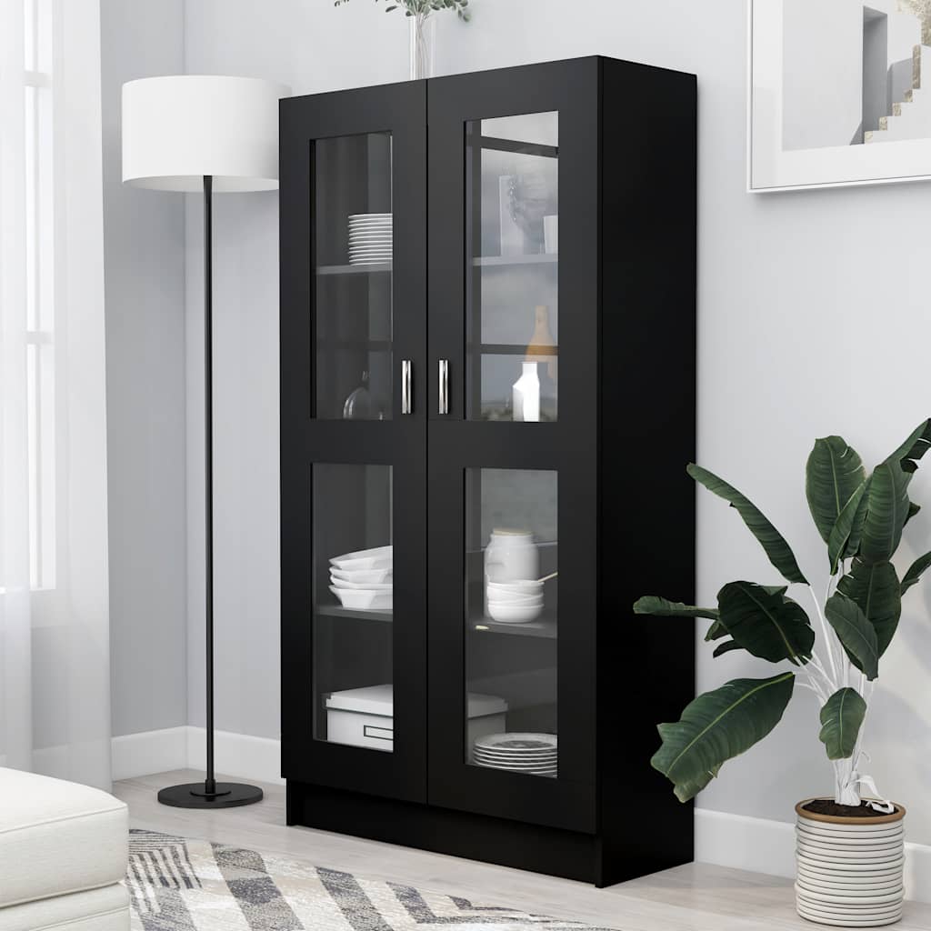 E-shop vidaXL Vitrína, čierna 82,5x30,5x150 cm, kompozitné drevo