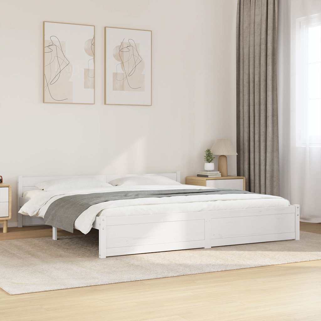 E-shop vidaXL Posteľný rám, biely, drevený masív 180x200 cm, Super King