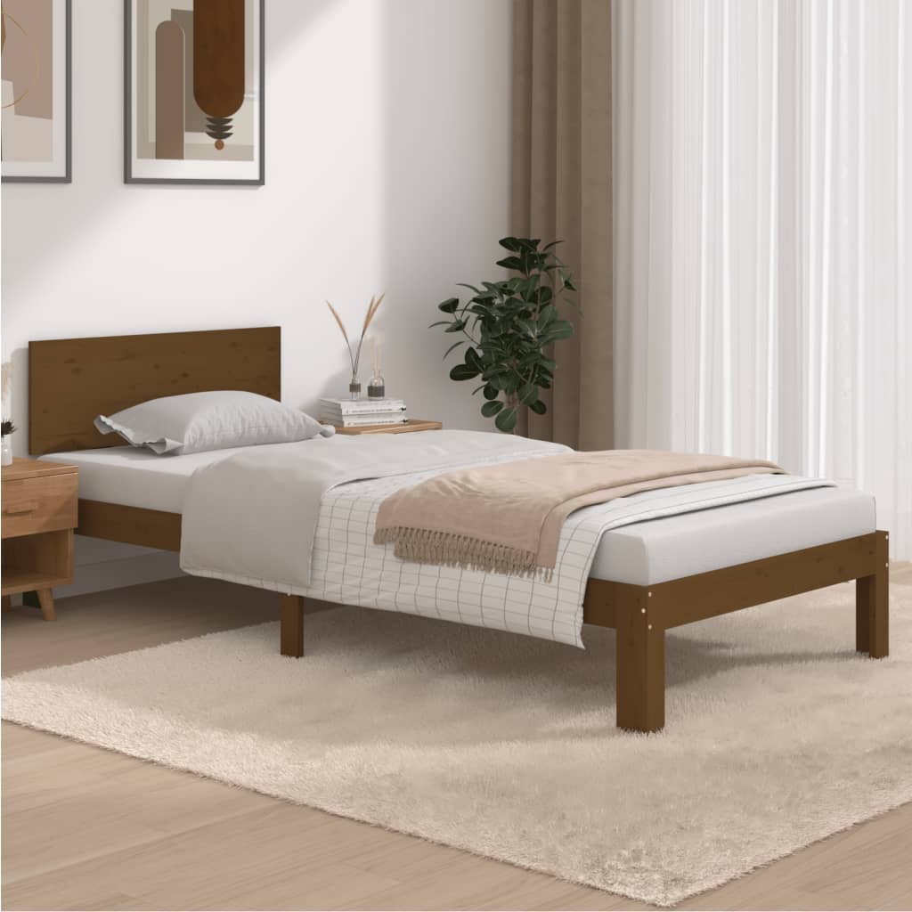 E-shop vidaXL Posteľný rám medovo-hnedý borovicový masív 90x200 cm