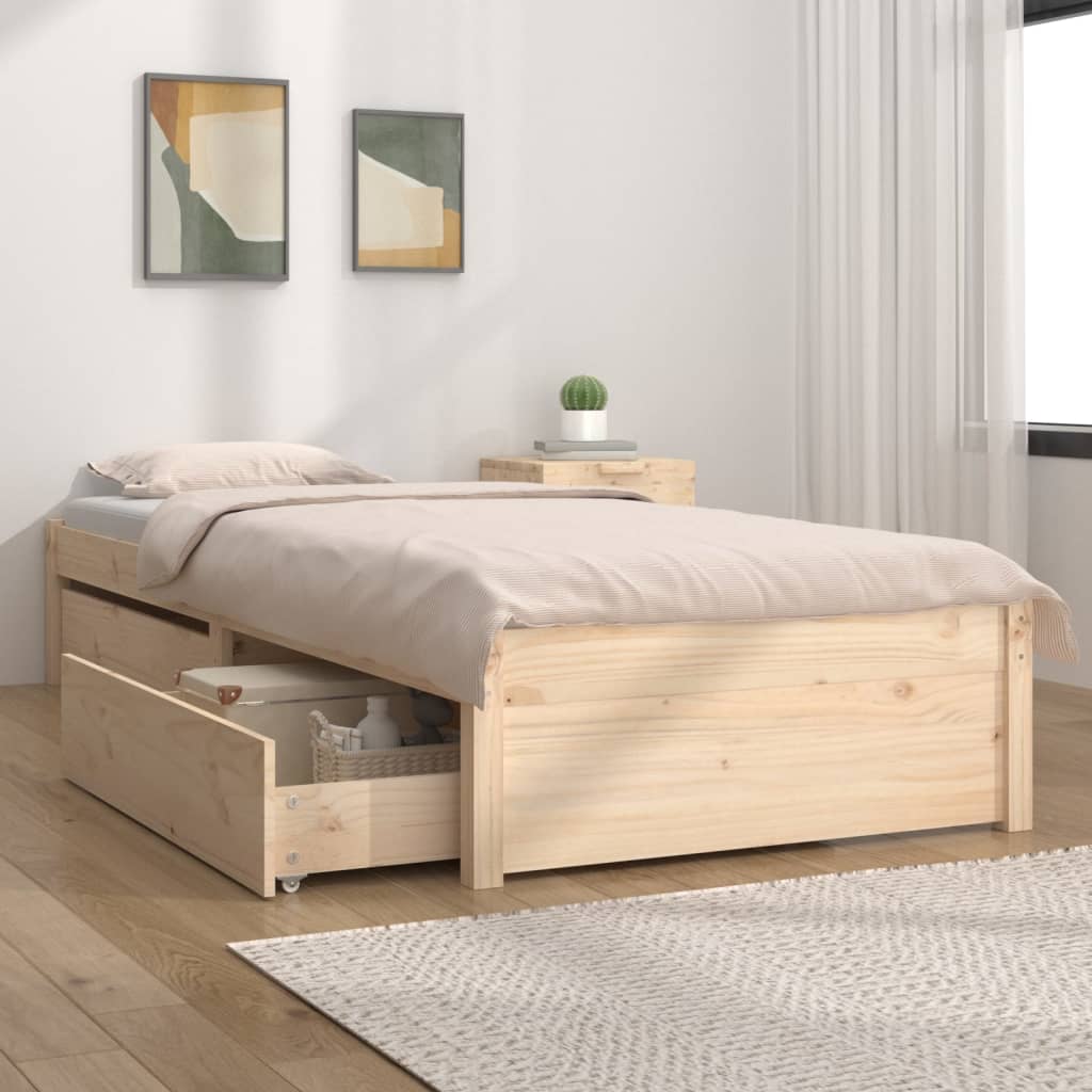 E-shop vidaXL Posteľný rám so zásuvkami 75x190 cm malé jednolôžko