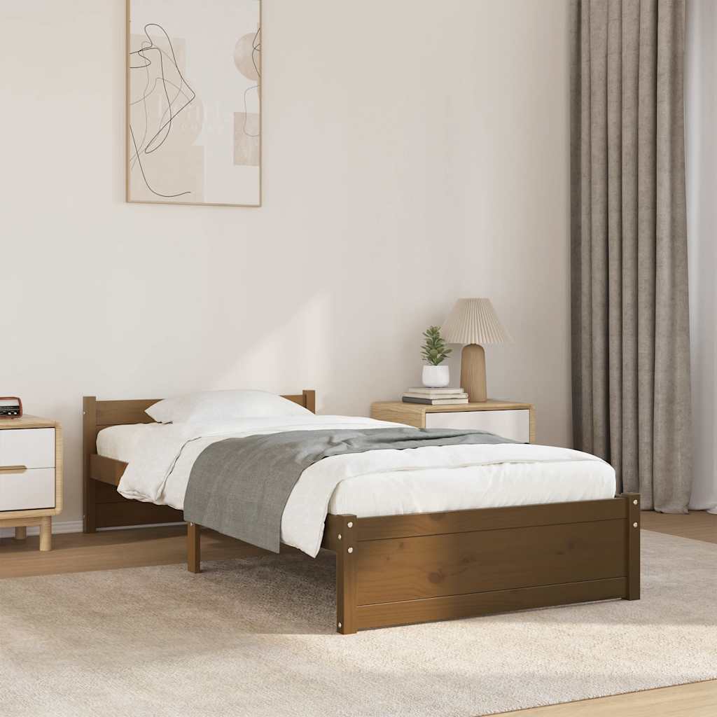 E-shop vidaXL Posteľný rám medový drevený masív 75x190cm malé jednolôžko