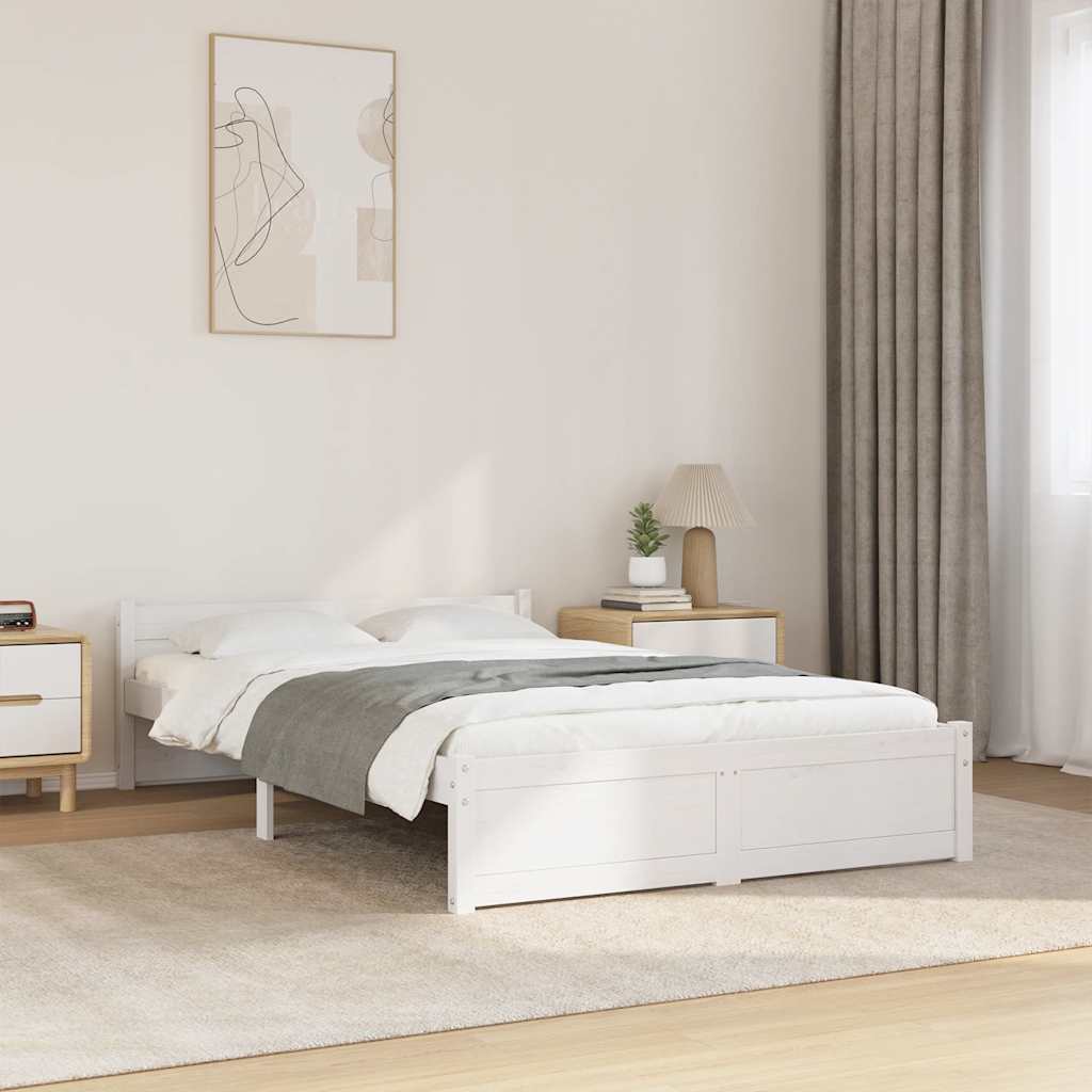 E-shop vidaXL Posteľný rám, biely, drevený masív 120x190cm malé dvojlôžko