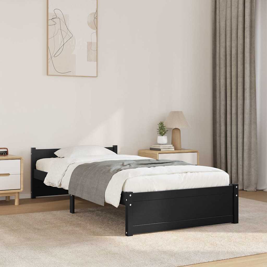 E-shop vidaXL Posteľný rám čierny masívne drevo 90x200 cm