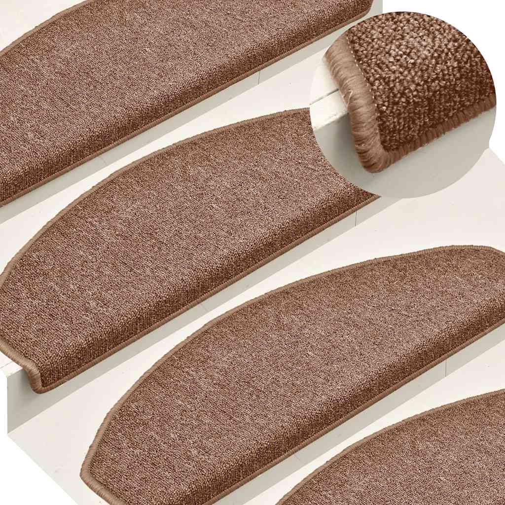 E-shop vidaXL Schodové rohože 15 ks 65x24x4 cm hnedé polkruhové veľké