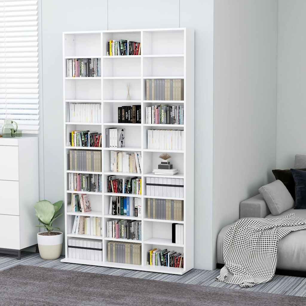 E-shop vidaXL Skrinka na CD, biela 102x23x177,5 cm, kompozitné drevo