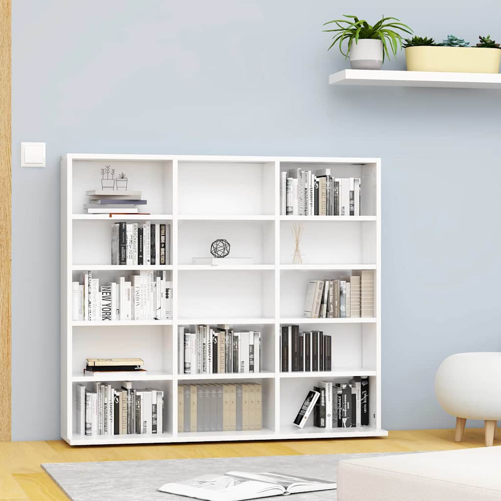 E-shop vidaXL Skrinka na CD, biela 100x23x89,5 cm, kompozitné drevo