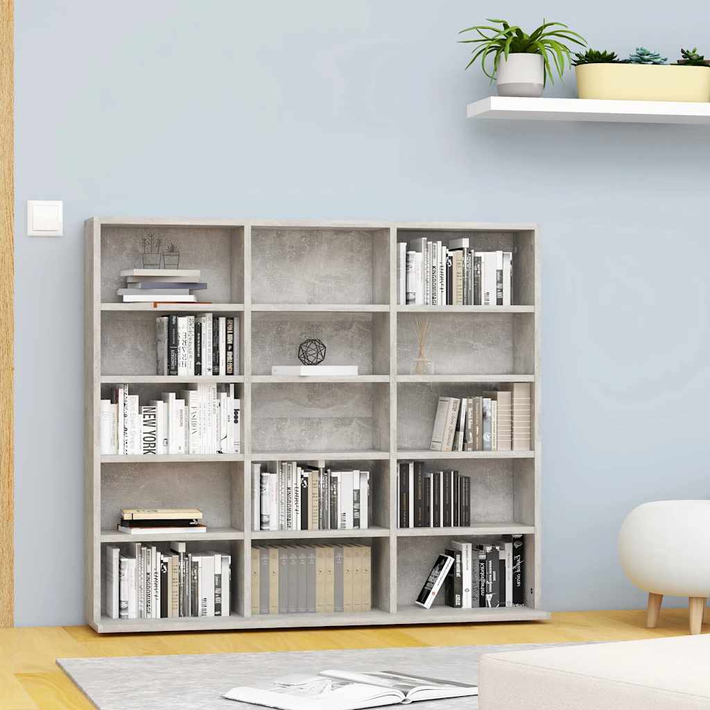 E-shop vidaXL Skrinka na CD, betónovo sivá 100x23x89,5 cm, kompozitné drevo
