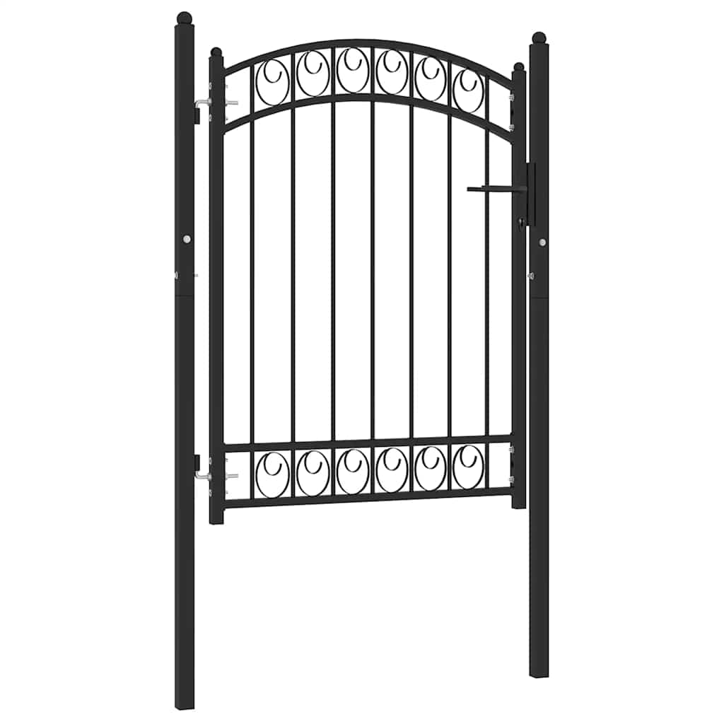 E-shop vidaXL Plotová brána EMMEN s klenutým vrchom, oceľ 100x98,5 cm, čierna