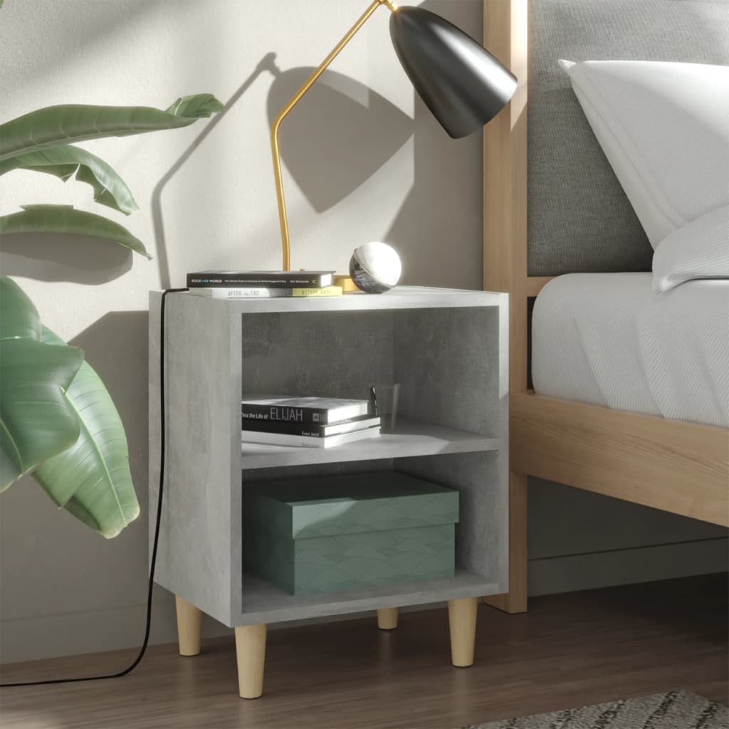E-shop vidaXL Nočné stolíky, nohy z masívu 2 ks, betónovo sivé 40x30x50 cm