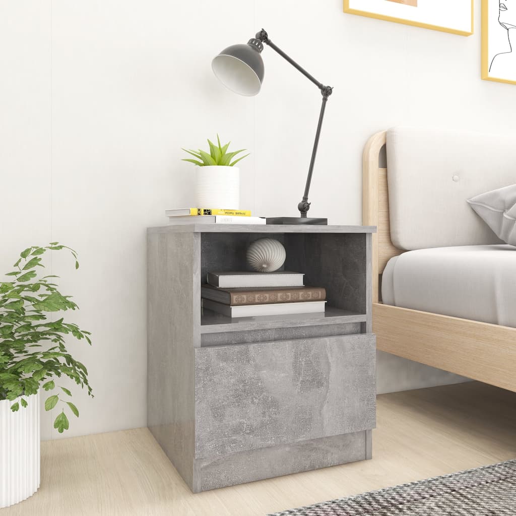 E-shop vidaXL Nočné stolíky 2 ks, betónovo sivé 40x40x50 cm, kompozitné drevo