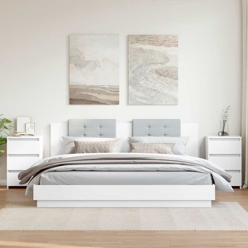 E-shop vidaXL Nočné stolíky 2 ks, biele 40x35x62,5 cm, kompozitné drevo