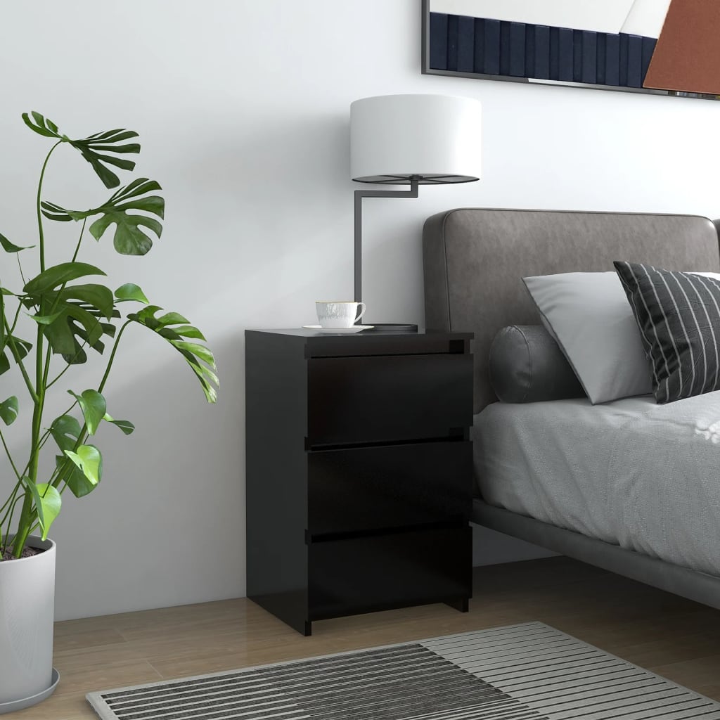 E-shop vidaXL Nočný stolík, čierny 40x35x62,5 cm, kompozitné drevo