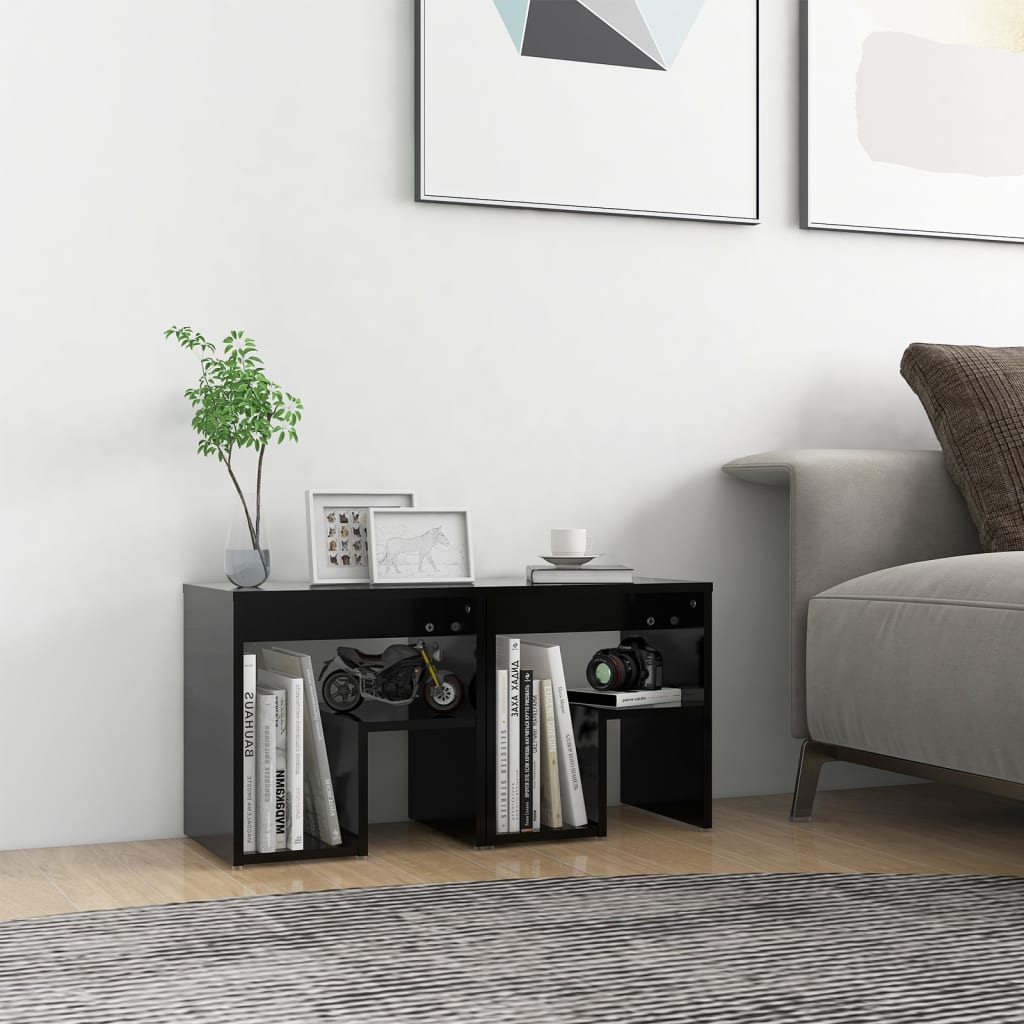 E-shop vidaXL Nočné stolíky 2 ks, čierne 40x30x40 cm, kompozitné drevo
