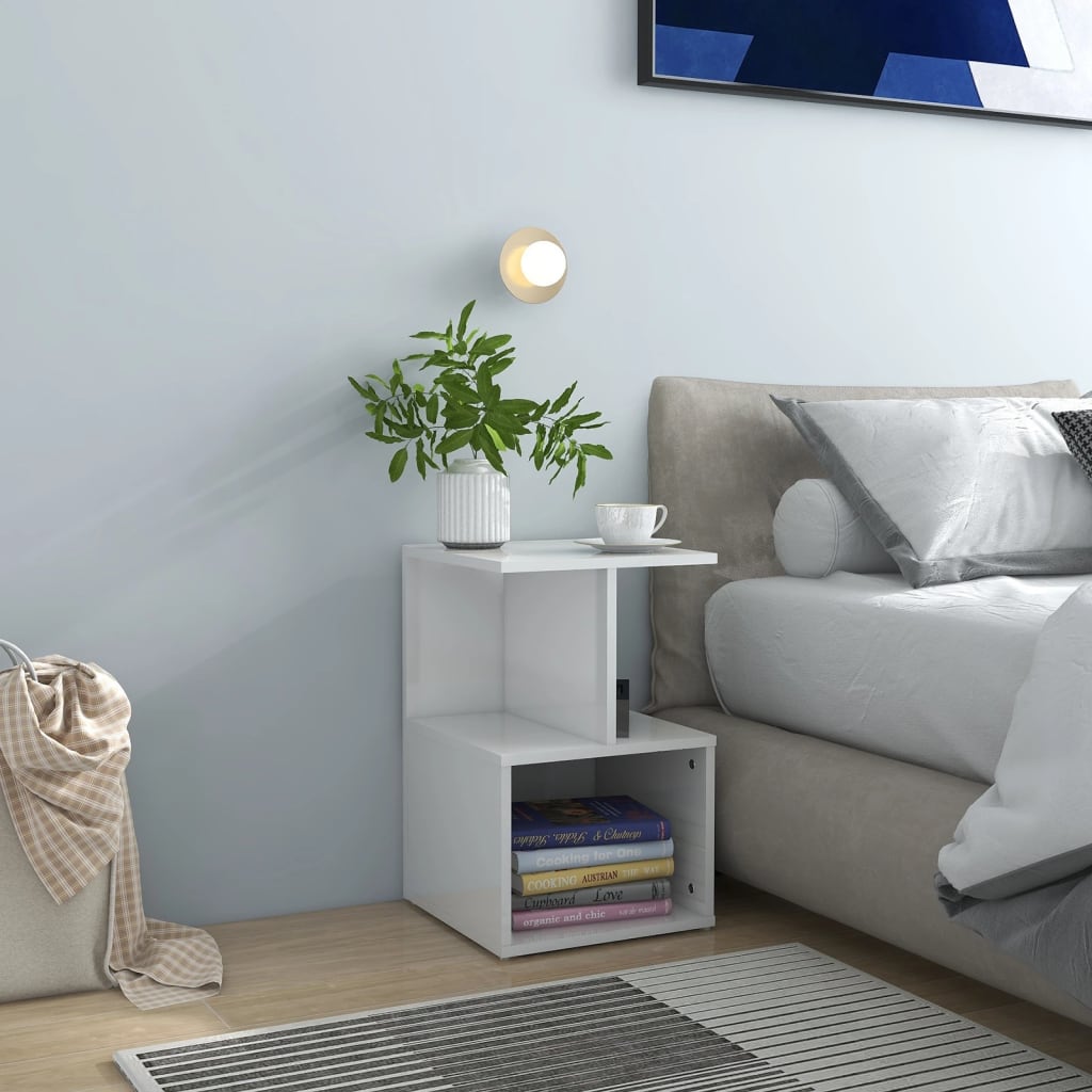 E-shop vidaXL Nočné stolíky 2 ks, lesklé biele 35x35x55 cm, kompozitné drevo