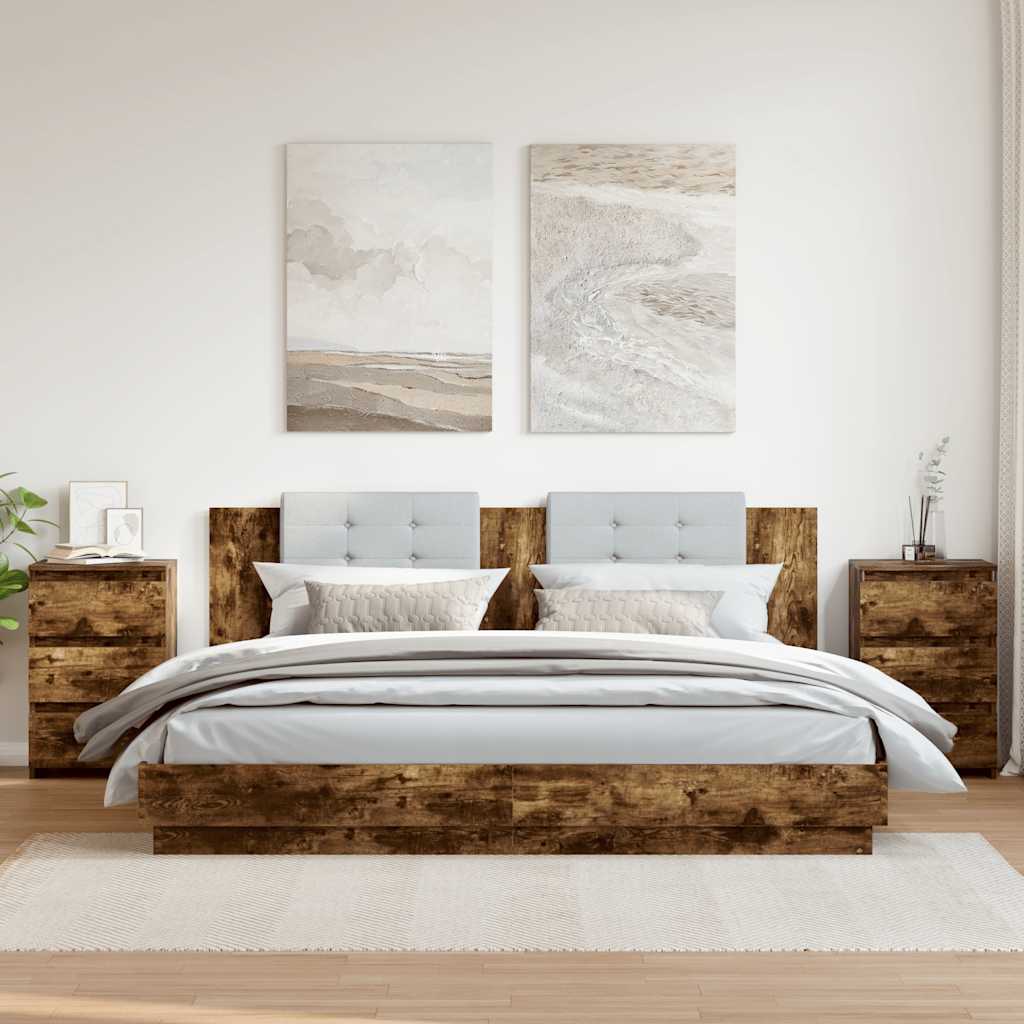 E-shop vidaXL Nočné stolíky 2 ks údený dub 40x35x62,5 cm spracované drevo