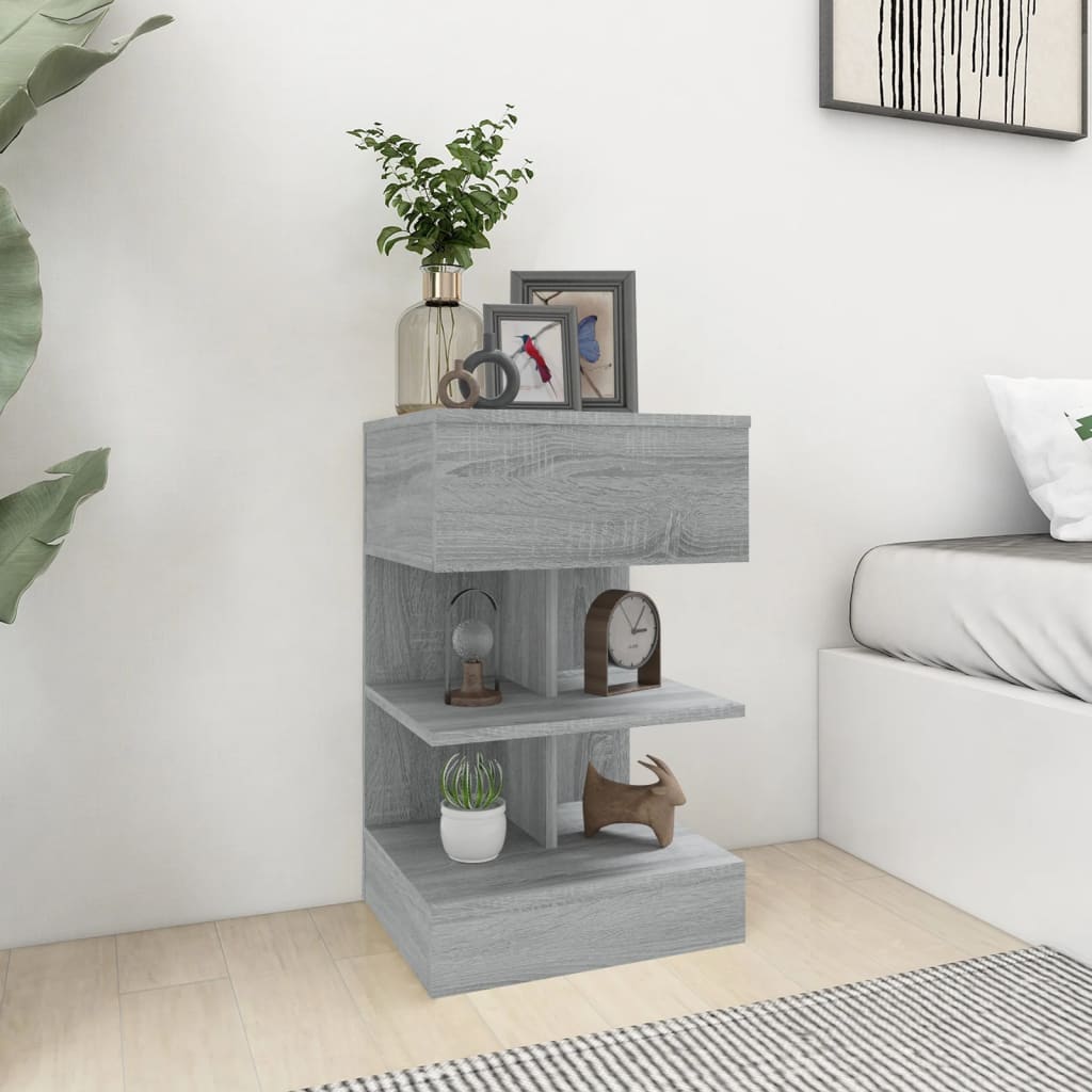 E-shop vidaXL Nočné stolíky 2 ks sivý dub sonoma 40x35x65 cm spracované drevo