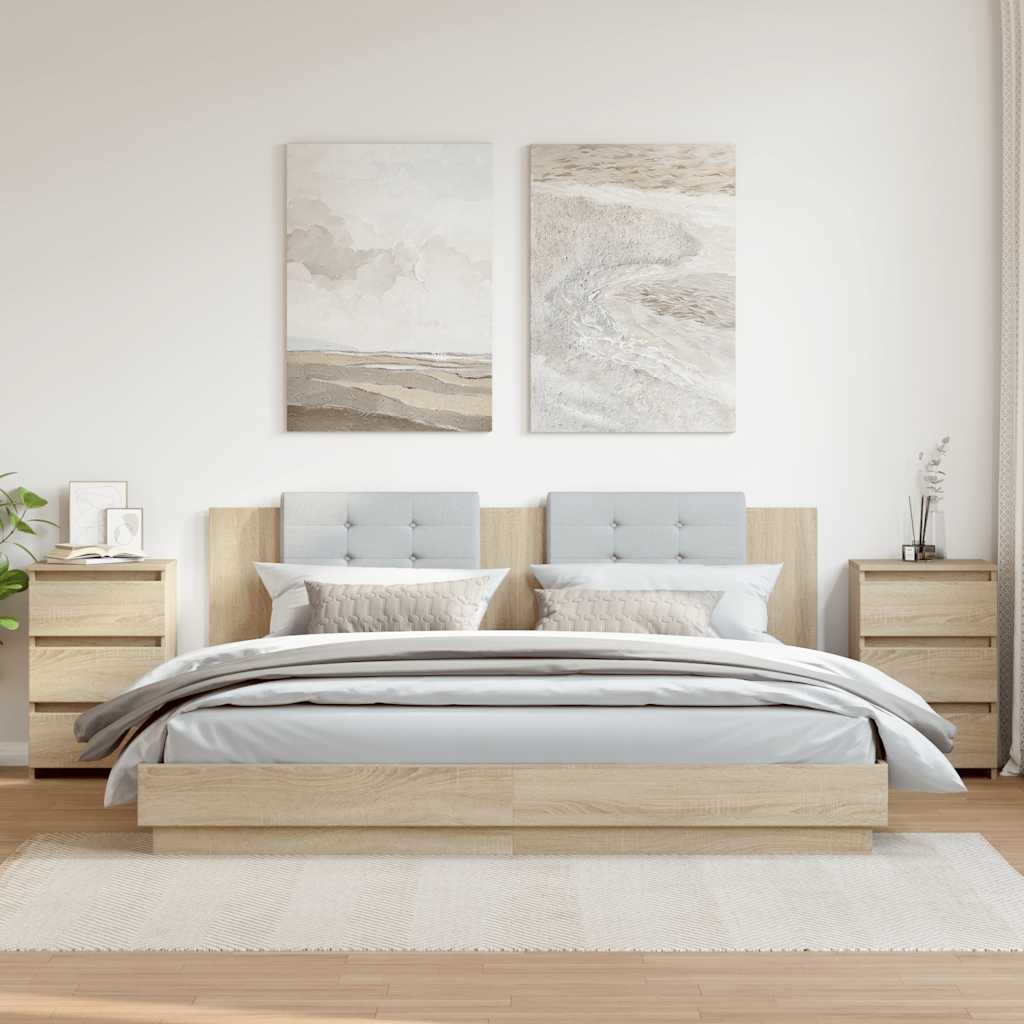 E-shop vidaXL Nočné stolíky 2 ks, dub sonoma 40x35x62,5 cm, kompozitné drevo