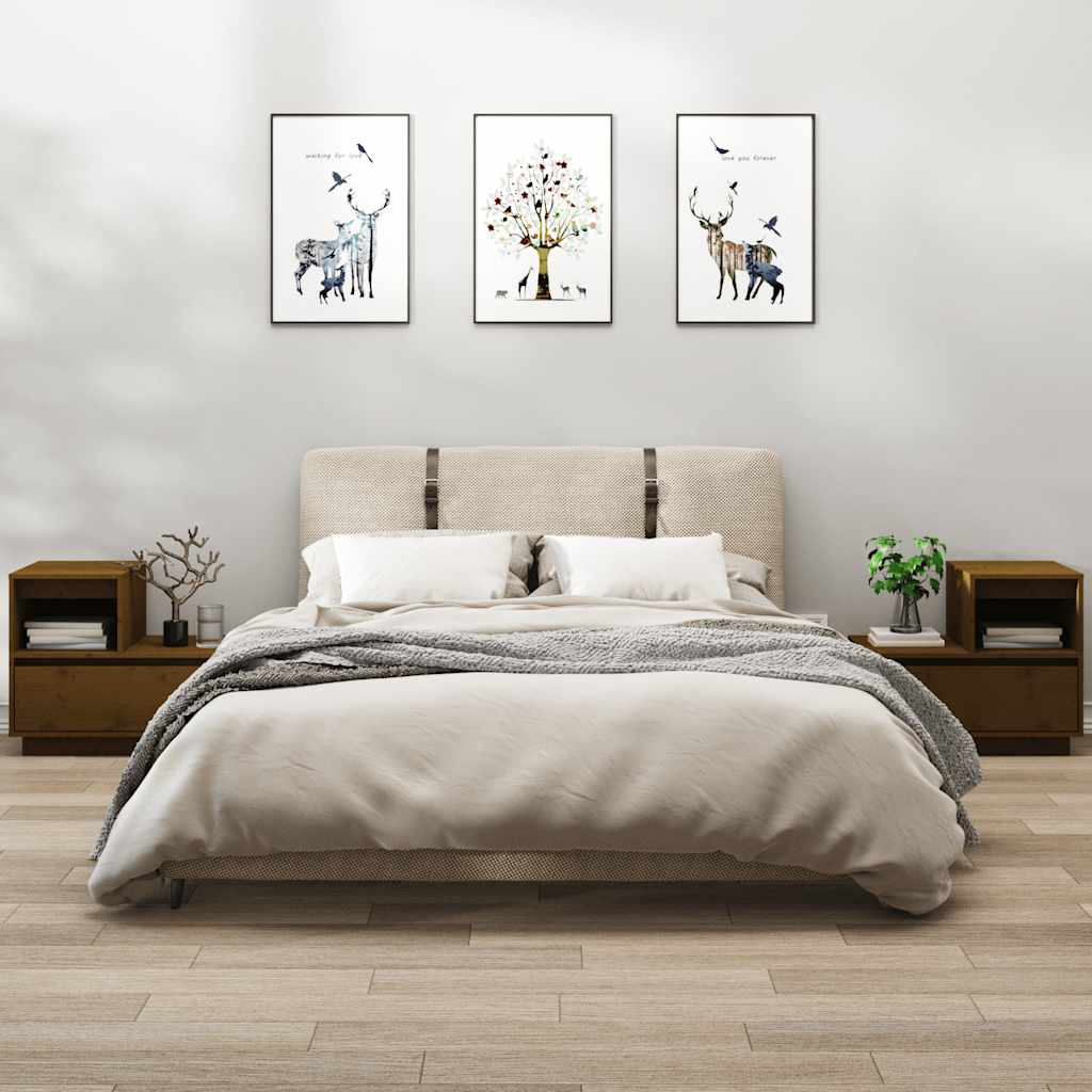 E-shop vidaXL Nočné stolíky 2 ks medovo-hnedé 60x34x51 cm borovicové drevo
