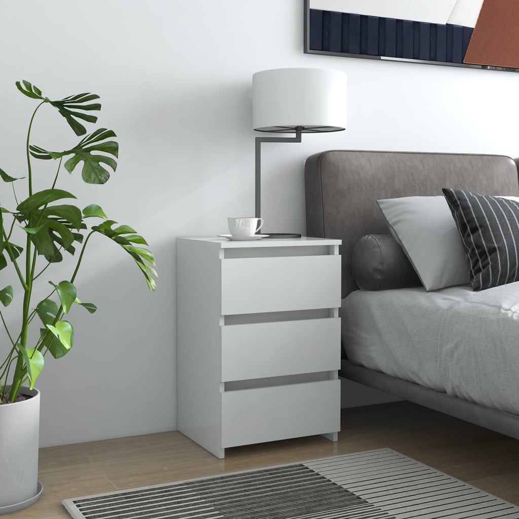 E-shop vidaXL Nočný stolík, biely 40x35x62,5 cm, kompozitné drevo
