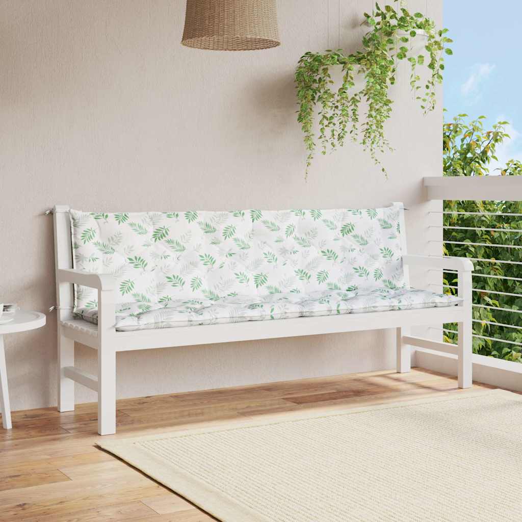 E-shop vidaXL Podložky na záhradnú lavičku 2 ks vzor listov 200x50x7 cm látka