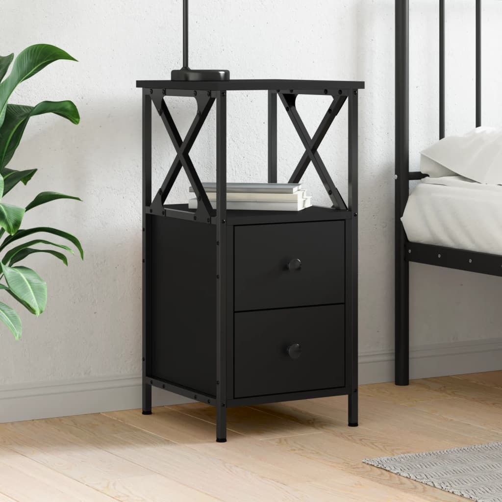 E-shop vidaXL Nočný stolík čierny 34x35,5x70 cm spracované drevo