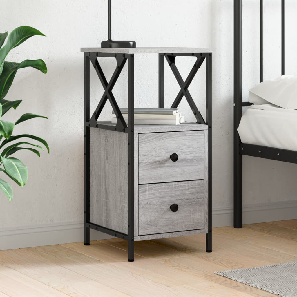 E-shop vidaXL Nočný stolík sivý sonoma 34x35,5x70 cm spracované drevo