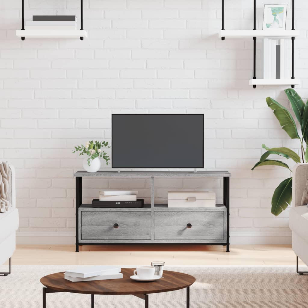 E-shop vidaXL TV skrinka sivá sonoma 90x33x45 cm kompozitné drevo a železo