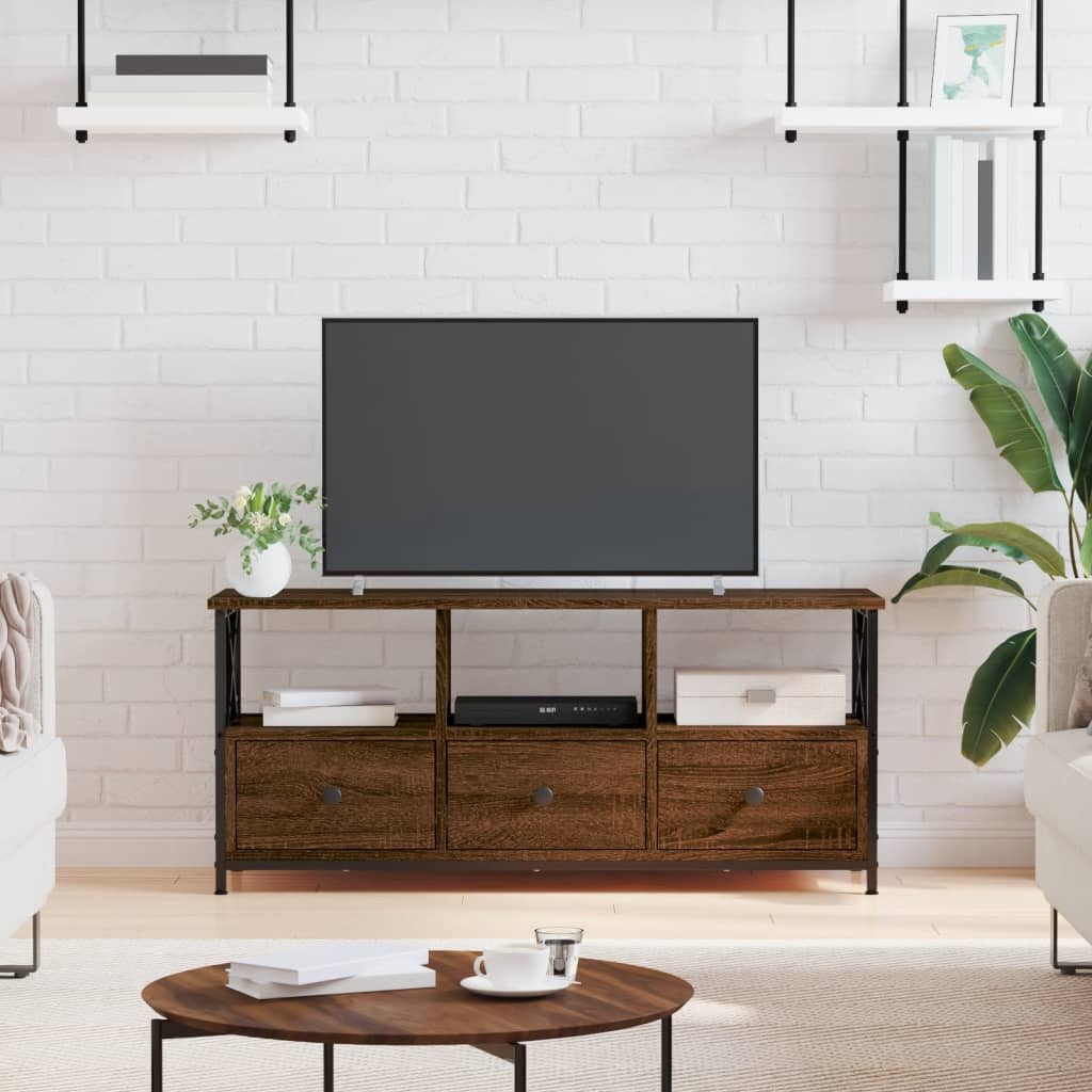 E-shop vidaXL TV skrinka hnedý dub 102x33x45 cm kompozitné drevo a železo
