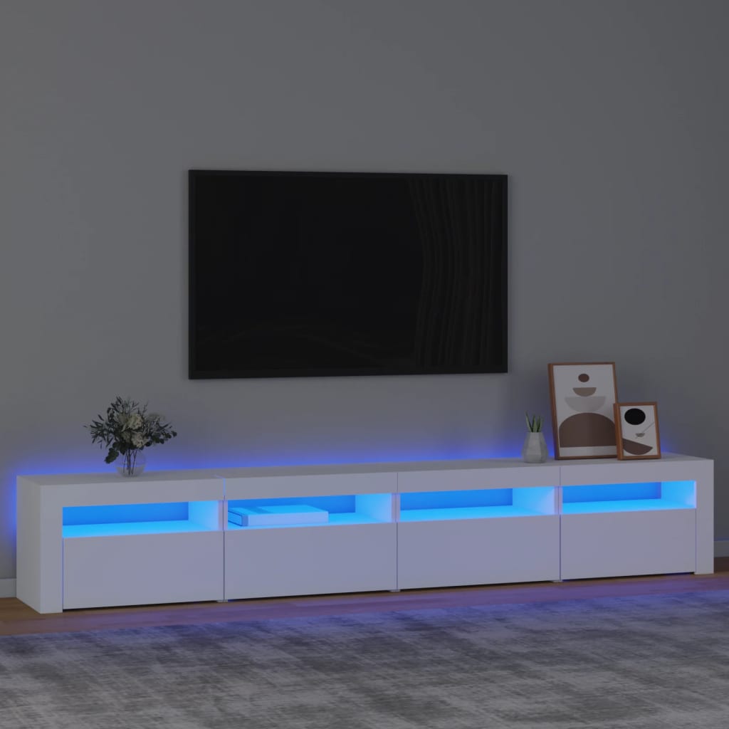 E-shop vidaXL TV skrinka s LED svetlami biela 240x35x40 cm