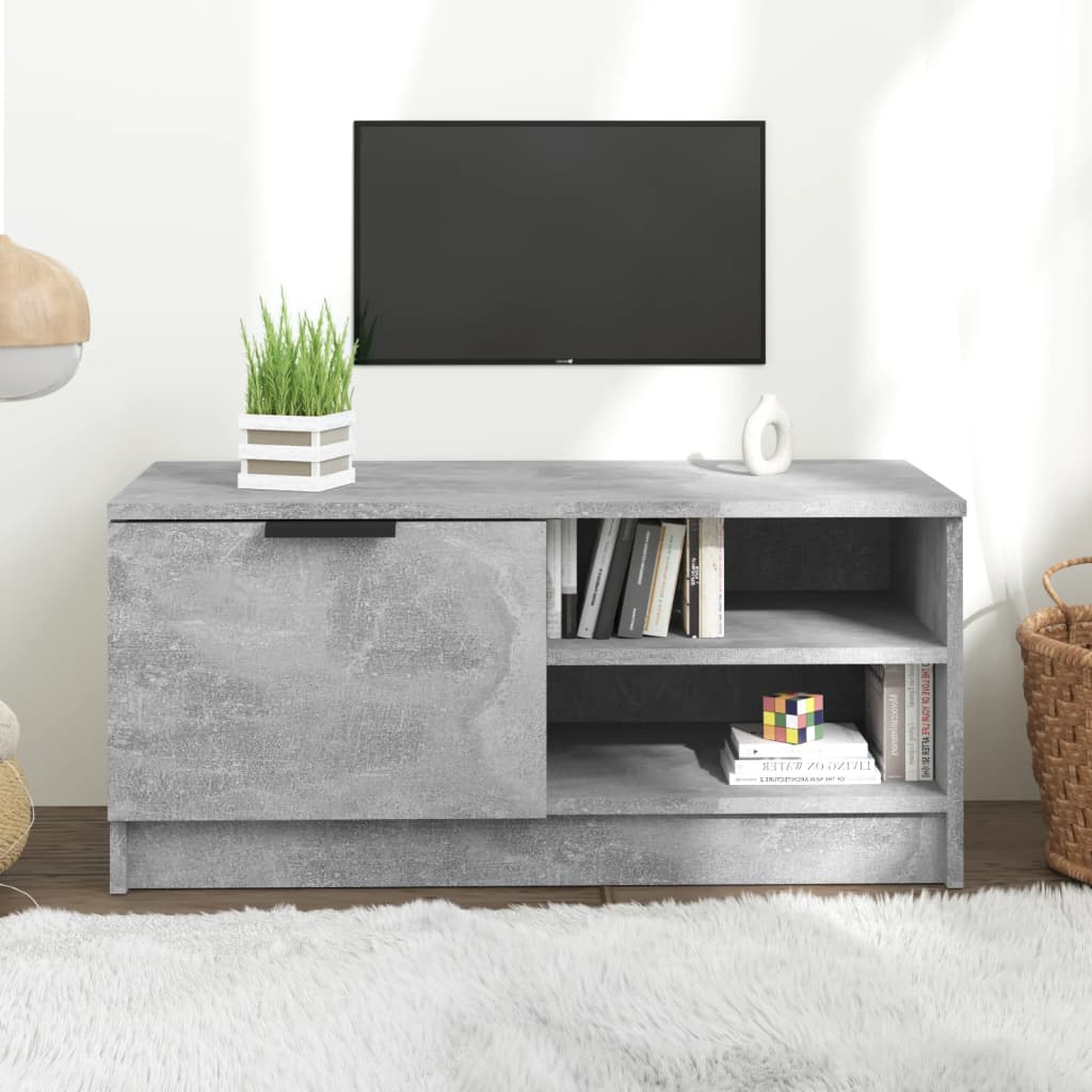 E-shop vidaXL TV stolík betónový sivý 80x35x36,5 cm spracované drevo