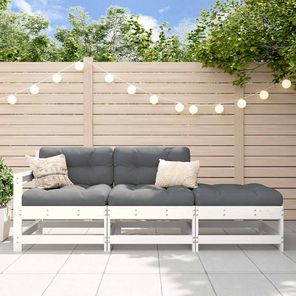 E-shop vidaXL 3-dielna záhradná sedacia súprava s vankúšmi biela masív
