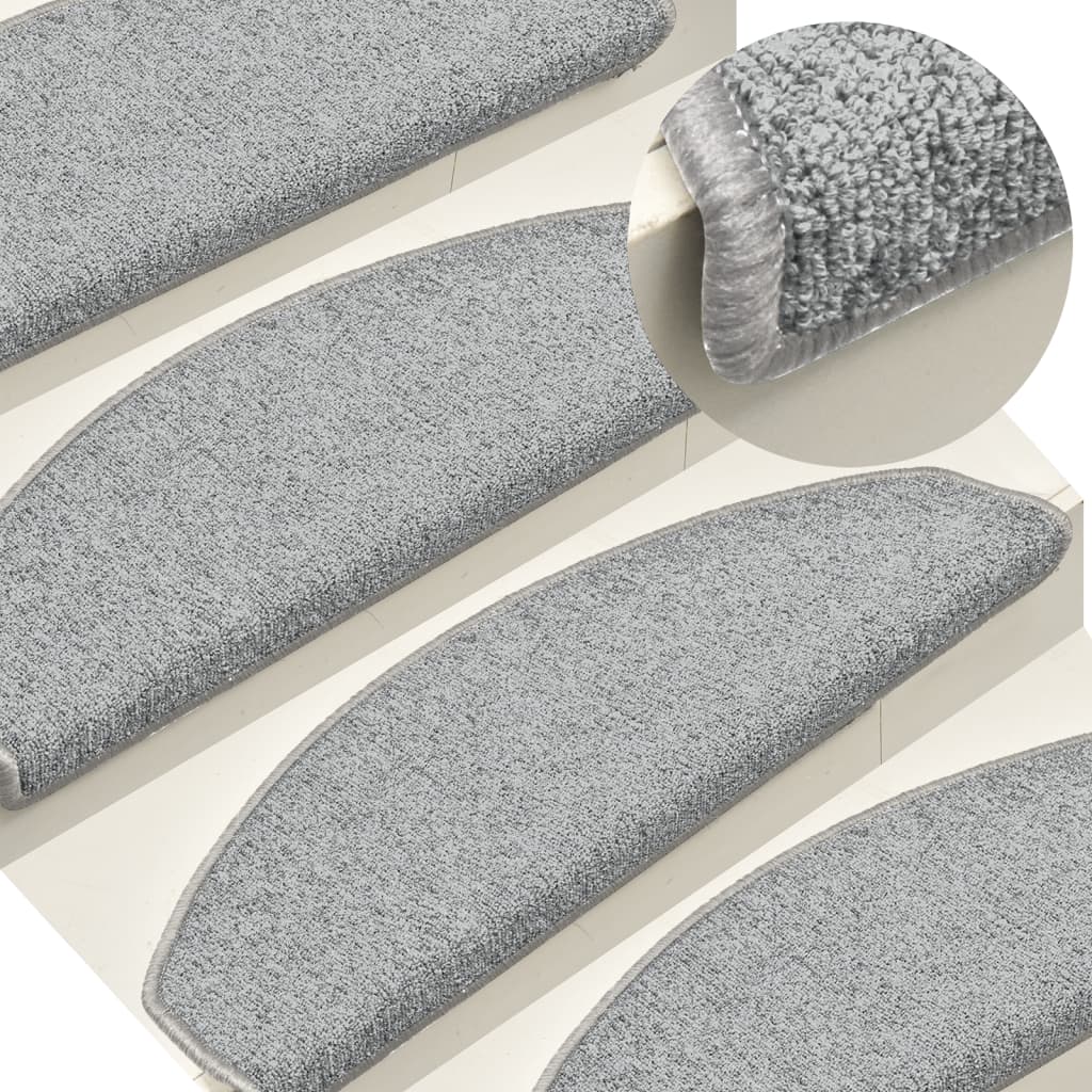 E-shop vidaXL Schodové rohože 15 ks 65x24x4 cm svetlosivé polkruhové veľké