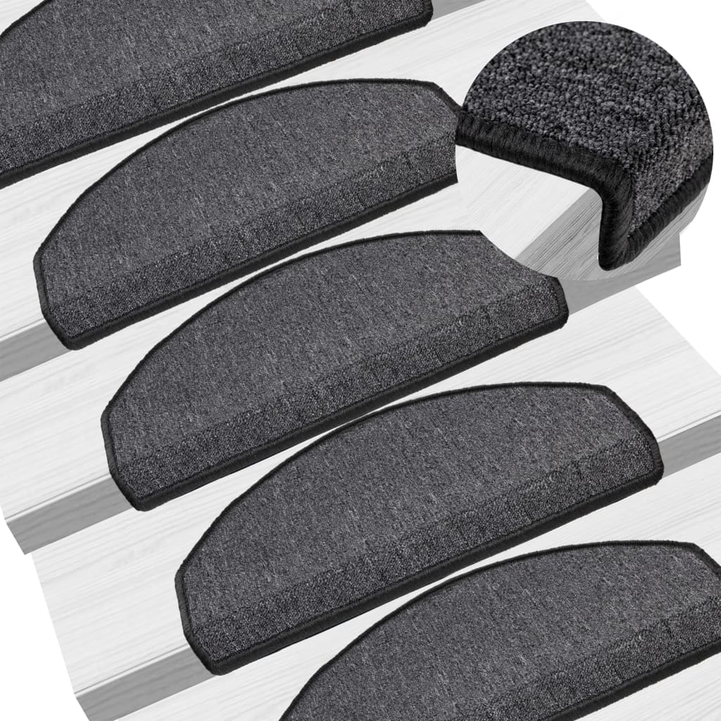 E-shop vidaXL Schodové rohože 10 ks 65x24x4 cm antracitové, polkruhové, veľké