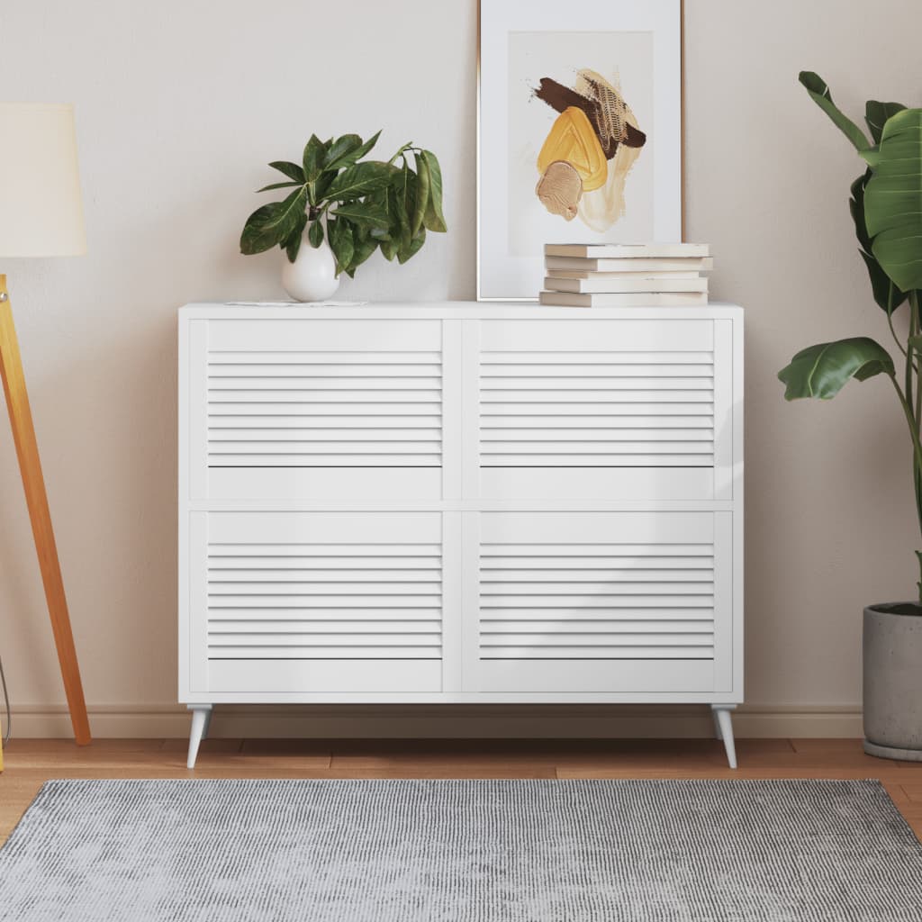 E-shop vidaXL Lamelové dvierka na skrinku 4 ks, biele 39,5x59,4 cm, borovica
