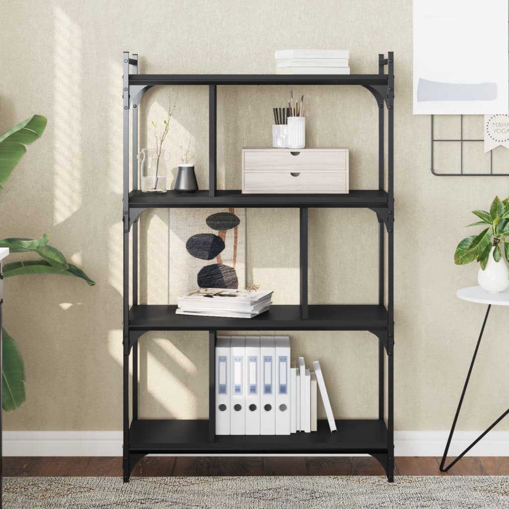E-shop vidaXL Knižnica 4-poschodová čierna 76x32x123 cm kompozitné drevo