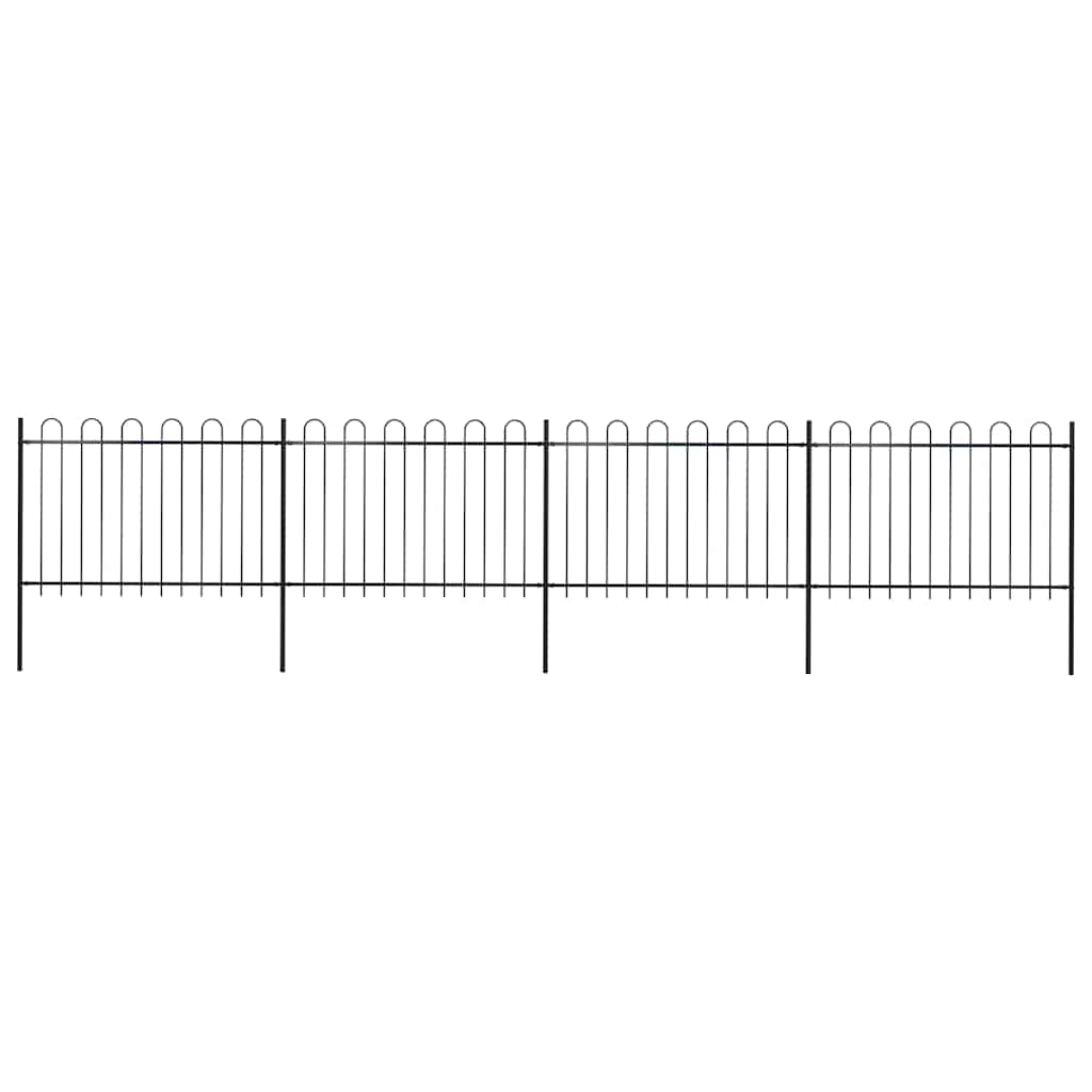 E-shop vidaXL Záhradný plot s oblúkom navrchu, oceľový 714,5x120 cm, čierny