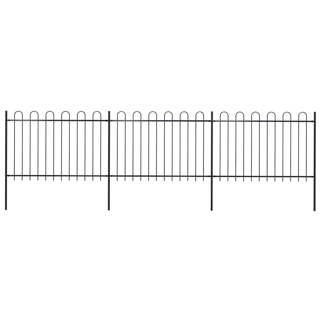 E-shop vidaXL Záhradný plot s oblúkom navrchu, oceľový 537x120 cm, čierny