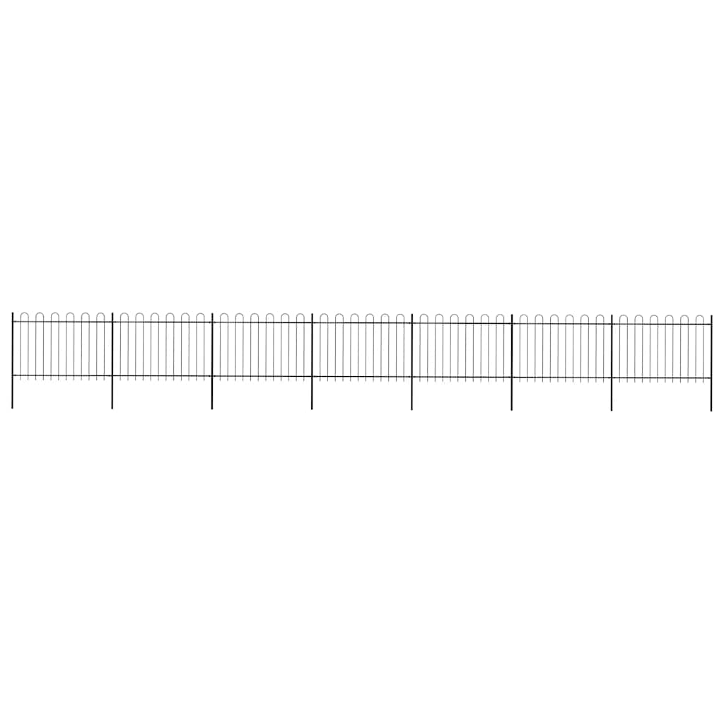 E-shop vidaXL Záhradný plot s oblúkom navrchu, oceľový 1248x120 cm, čierny