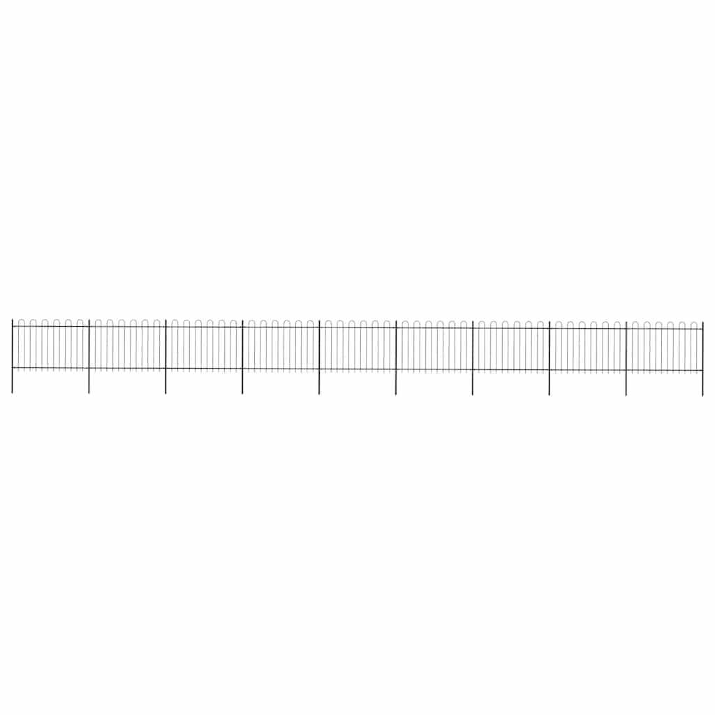 E-shop vidaXL Záhradný plot s oblúkom navrchu, oceľový 1603,5x120 cm, čierny