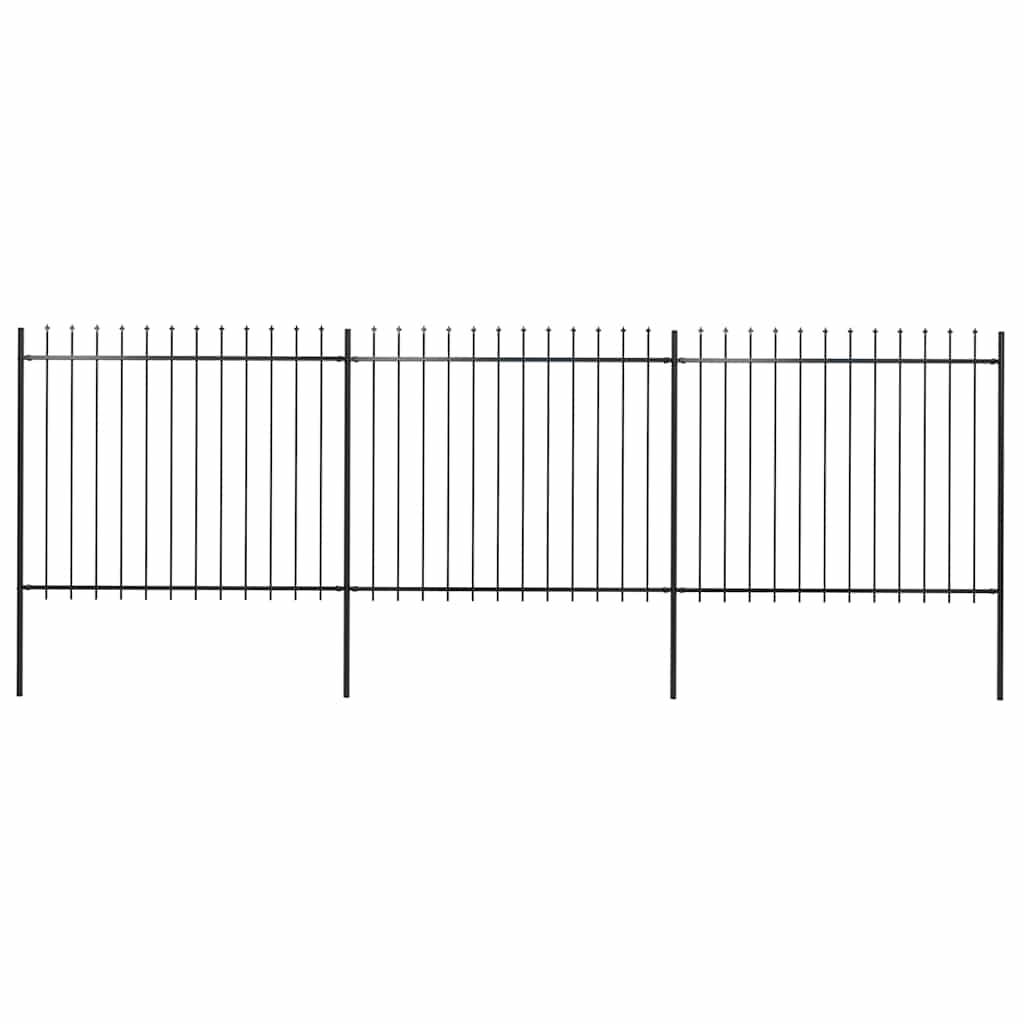 E-shop vidaXL Záhradný plot s vrchnou časťou z ocele 537x150 cm čierny