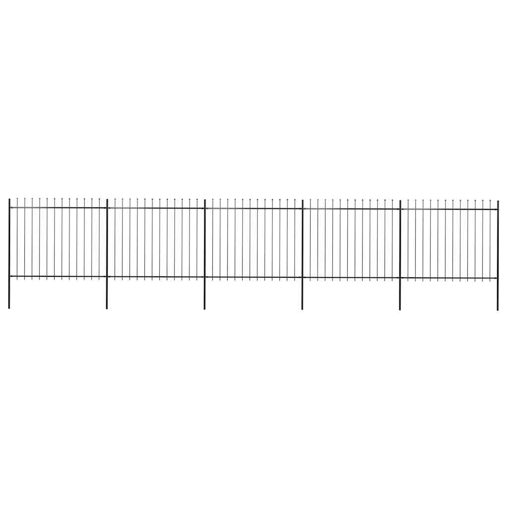 E-shop vidaXL Záhradný plot s vrchnou časťou z ocele 892,5x150 cm čierny
